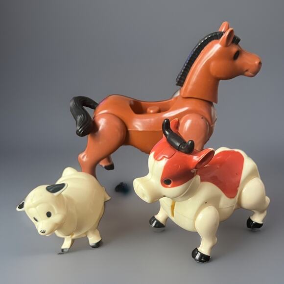 VTG Hong Kong Fisher Price Playskool Playmates Little People Horse Cow Sheep Dog - Picture 2 of 11